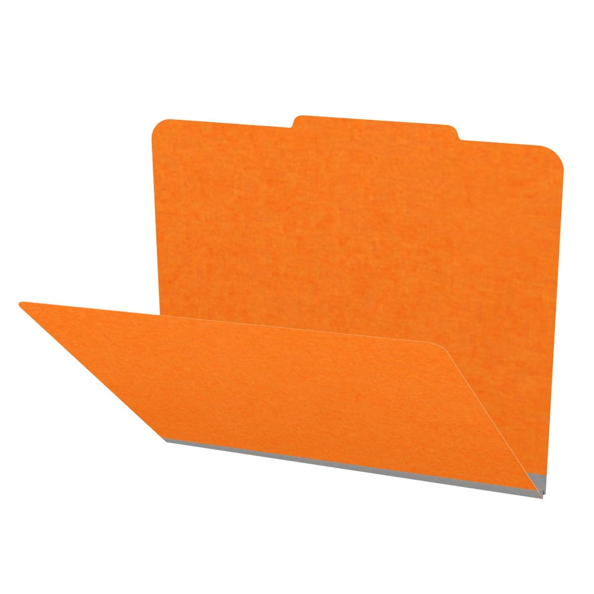Orange letter size top tab classification folder with 2" gray tyvek expansion. 18 pt. paper stock. Packaged 25/125.