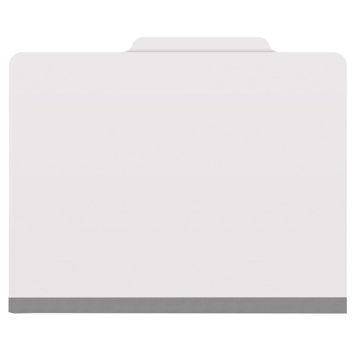 White letter size top tab classification folder with 2" gray tyvek expansion. 18 pt. paper stock. Packaged 25/125.