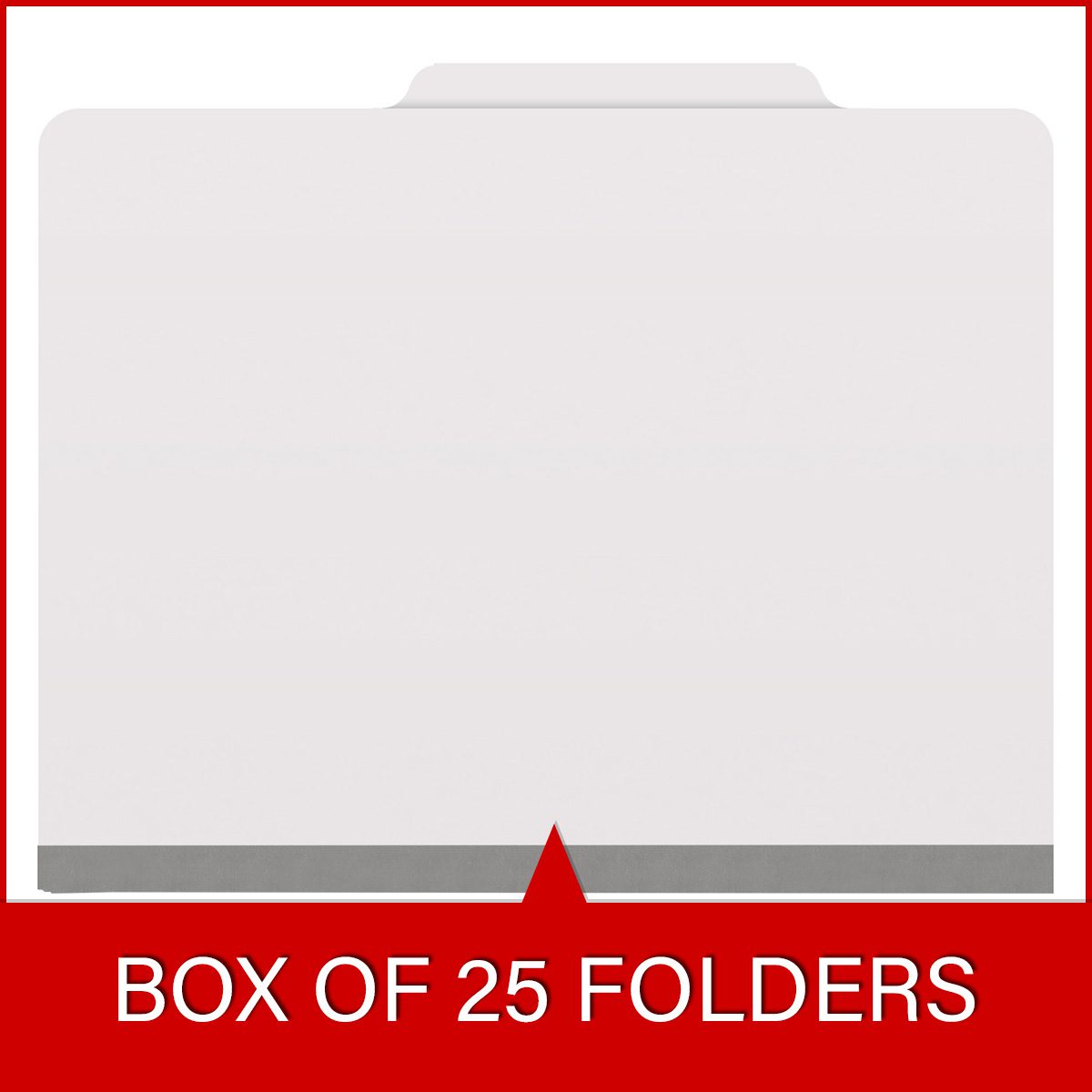 White letter size top tab classification folder with 2" gray tyvek expansion. 18 pt. paper stock. Packaged 25/125.
