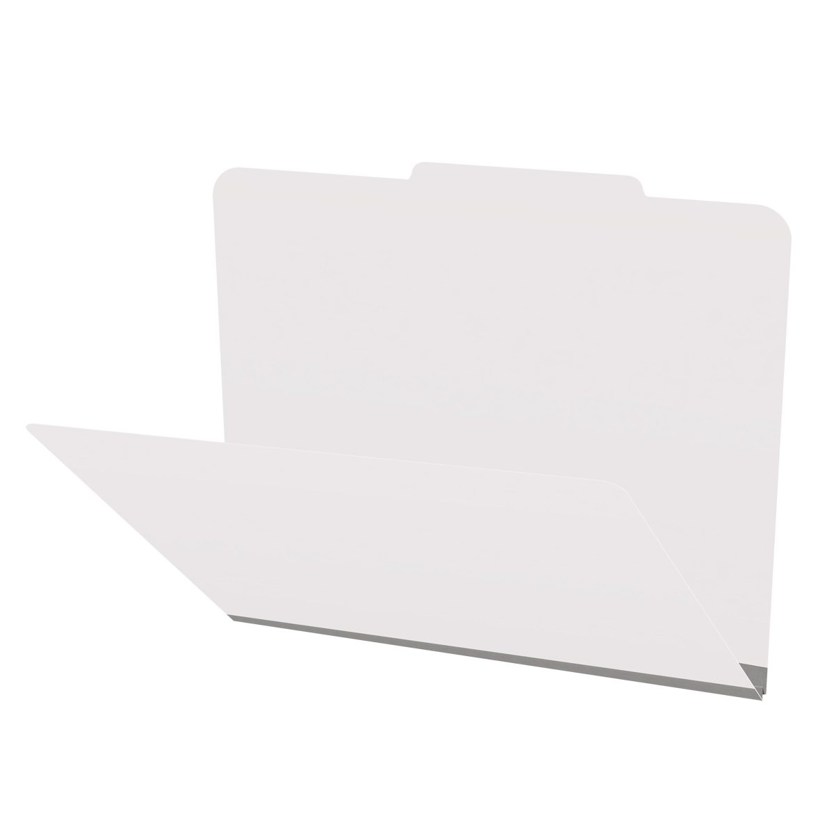 White letter size top tab classification folder with 2" gray tyvek expansion. 18 pt. paper stock. Packaged 25/125.