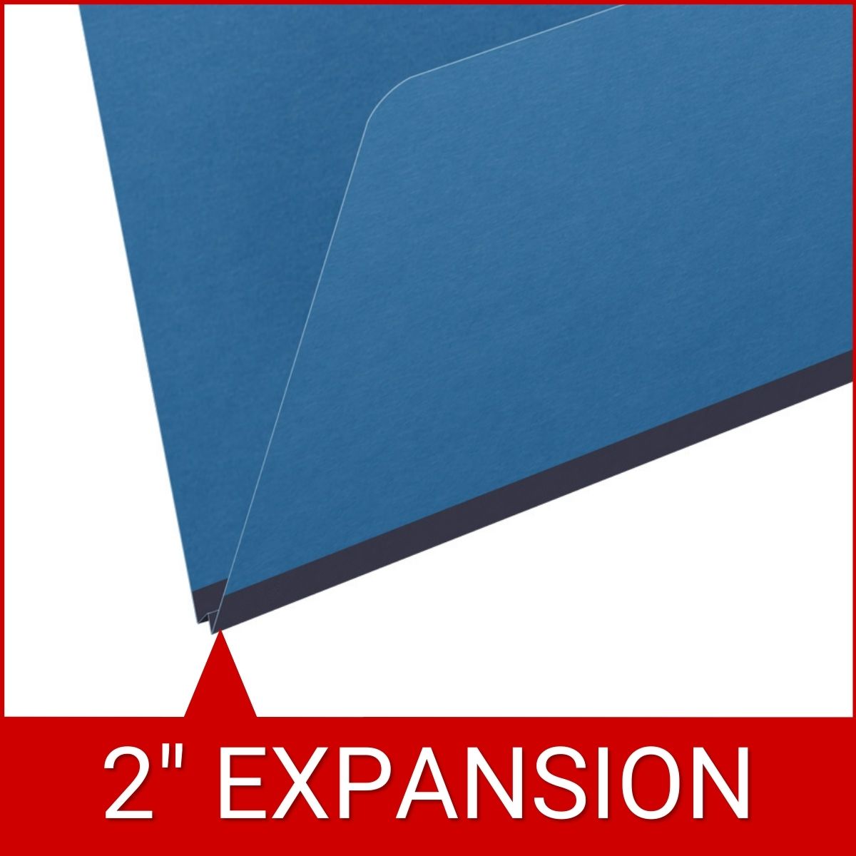 Royal blue letter size top tab classification folder with 2" dark blue tyvek expansion. 25 pt type 3 pressboard stock. Packaged 25/125