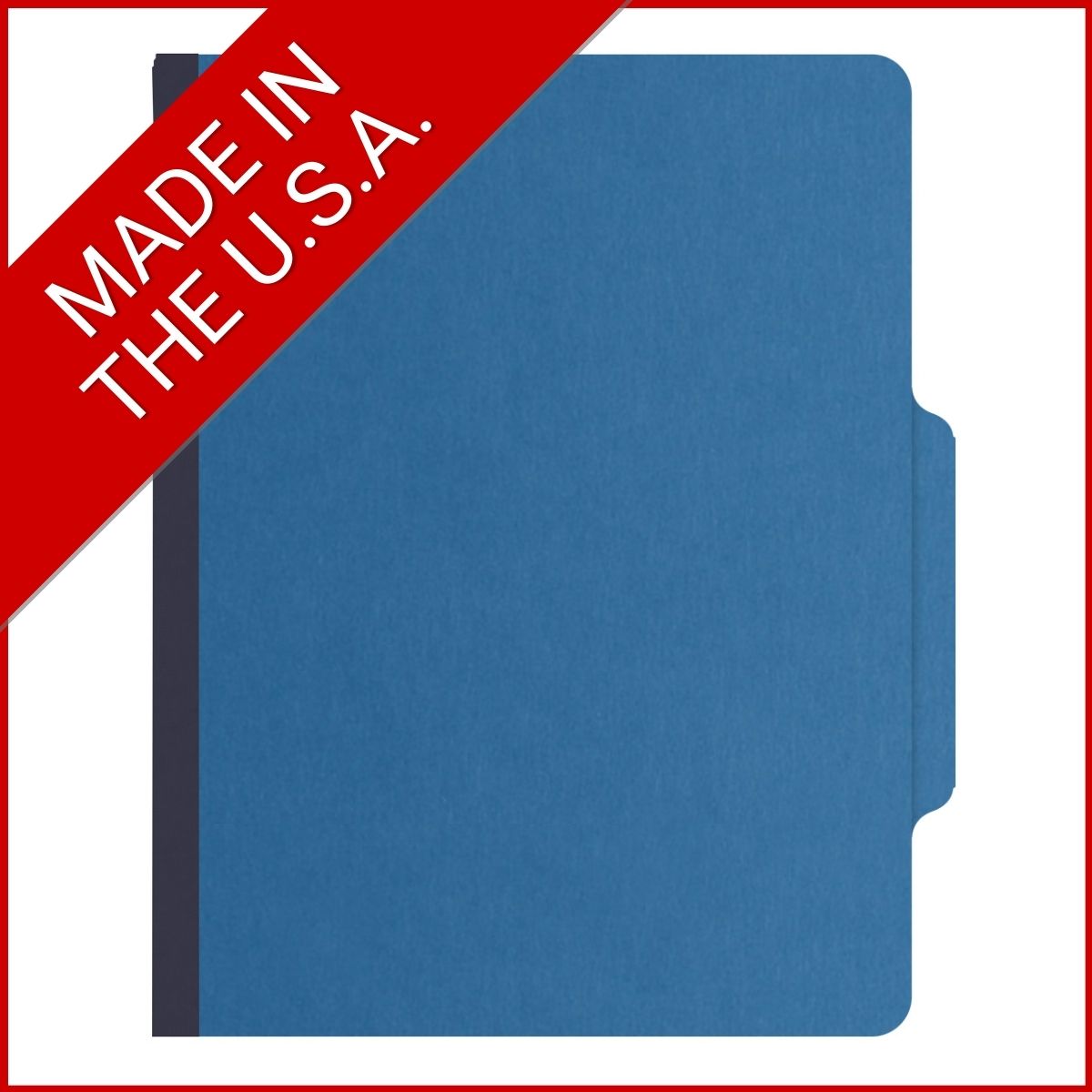 Royal blue letter size top tab classification folder with 2" dark blue tyvek expansion. 25 pt type 3 pressboard stock. Packaged 25/125