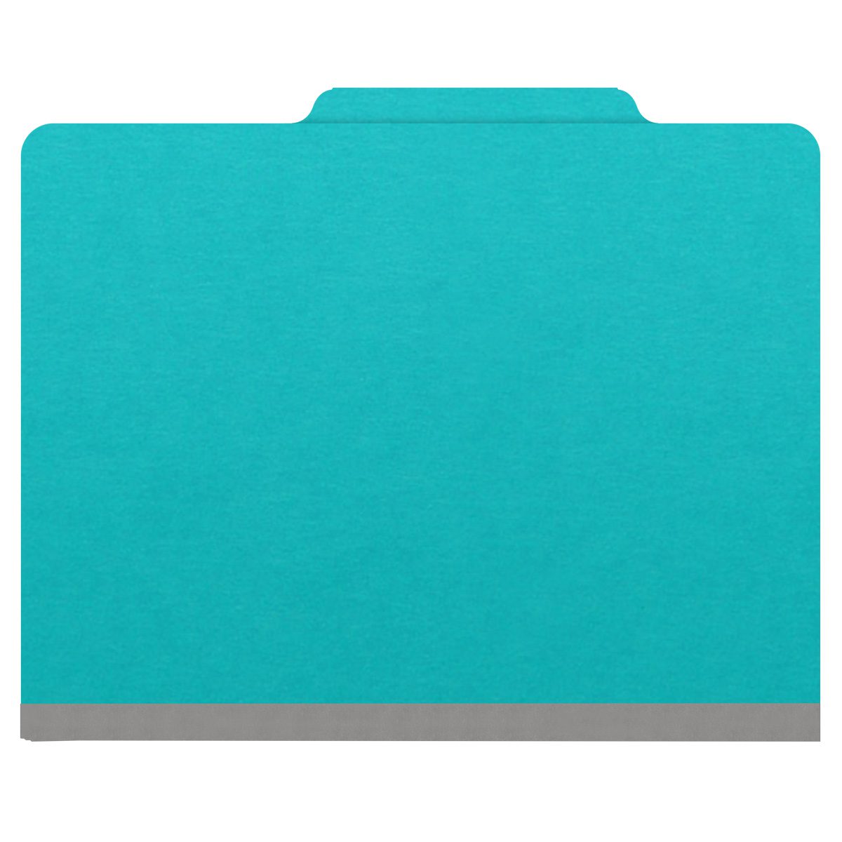 Light blue letter size top tab classification folder with 2" gray tyvek expansion and 2" bonded fasteners on inside front and inside back. 18 pt. paper stock. Packaged 25/125.