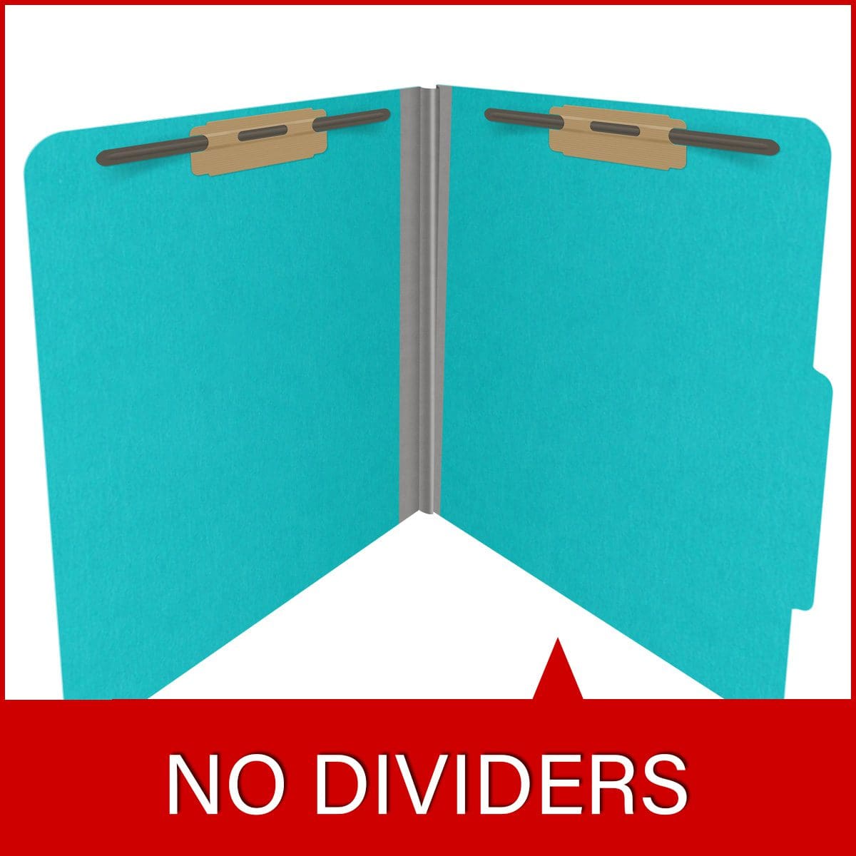 Light blue letter size top tab classification folder with 2" gray tyvek expansion and 2" bonded fasteners on inside front and inside back. 18 pt. paper stock. Packaged 25/125.