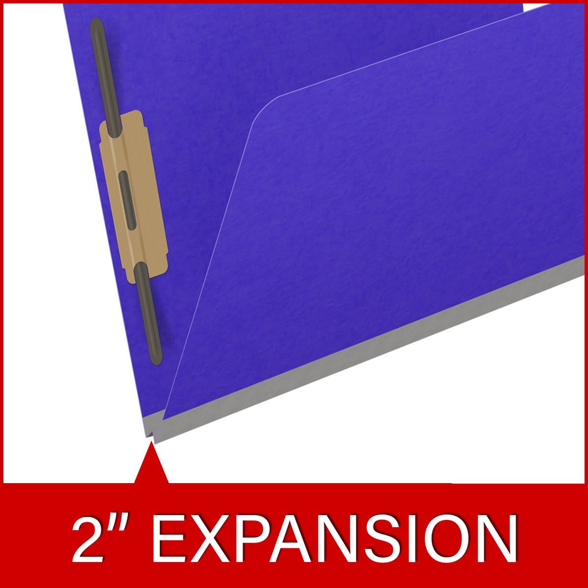 Purple letter size top tab classification folder with 2" gray tyvek expansion and 2" bonded fasteners on inside front and inside back. 18 pt. paper stock, 25/Box