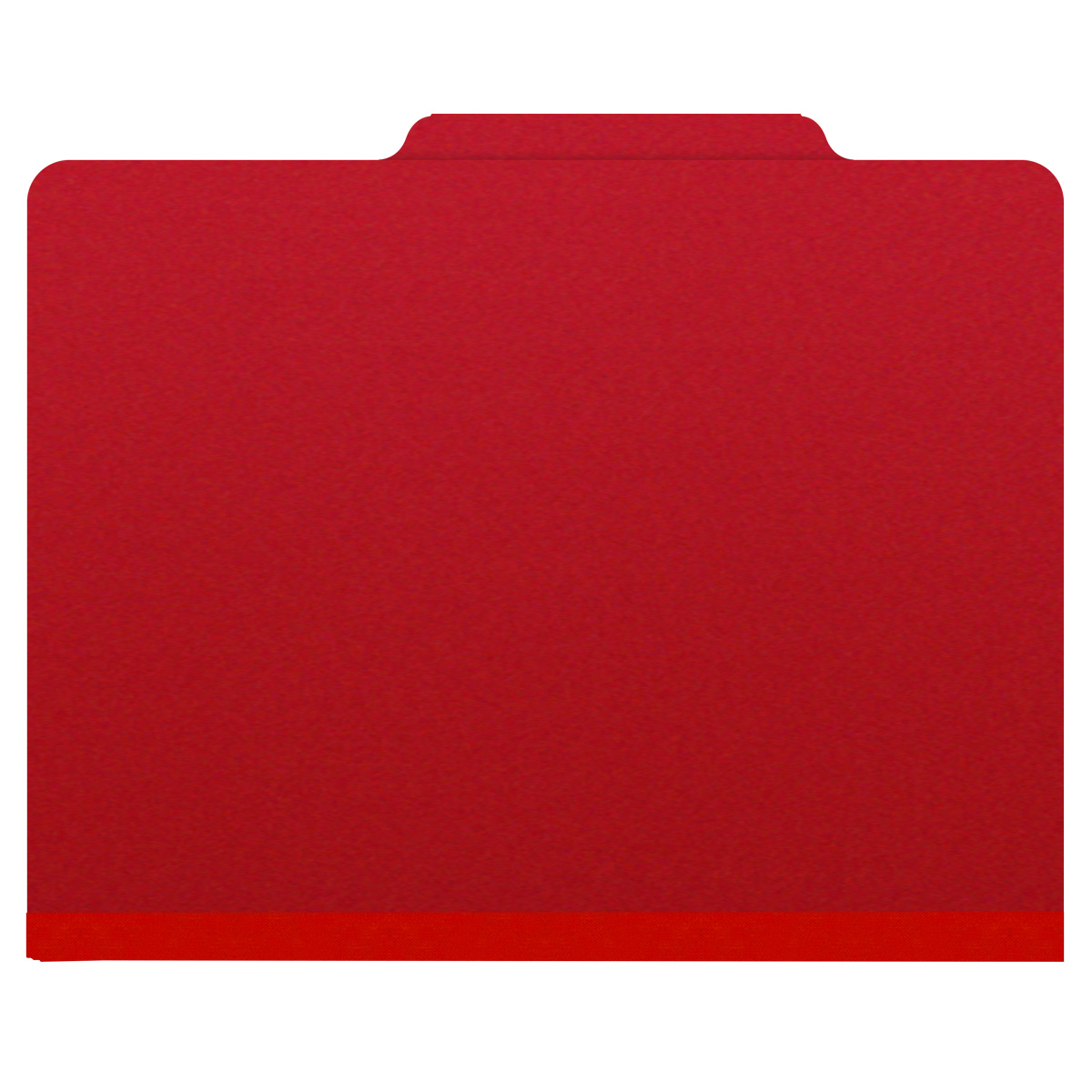 Deep red letter size top tab classification folder with 2" gray tyvek expansion and 2" bonded fasteners on inside front and inside back. 25 pt type 3 pressboard stock, 25/Box