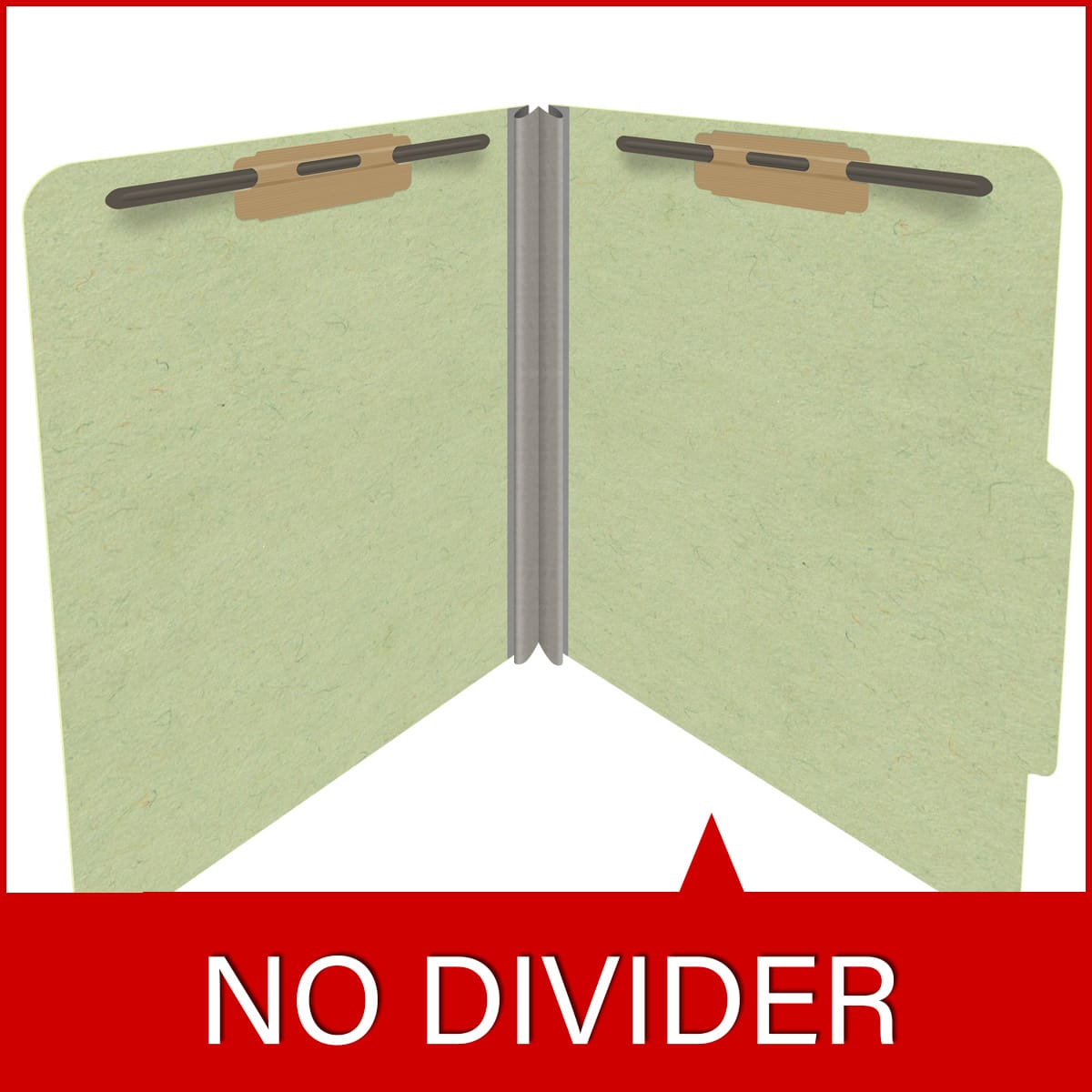 Peridot green letter size top tab classification folder with 2" dark green tyvek expansion and 2" bonded fasteners on inside front and inside back. 25 pt type 3 pressboard stock, 25/Box