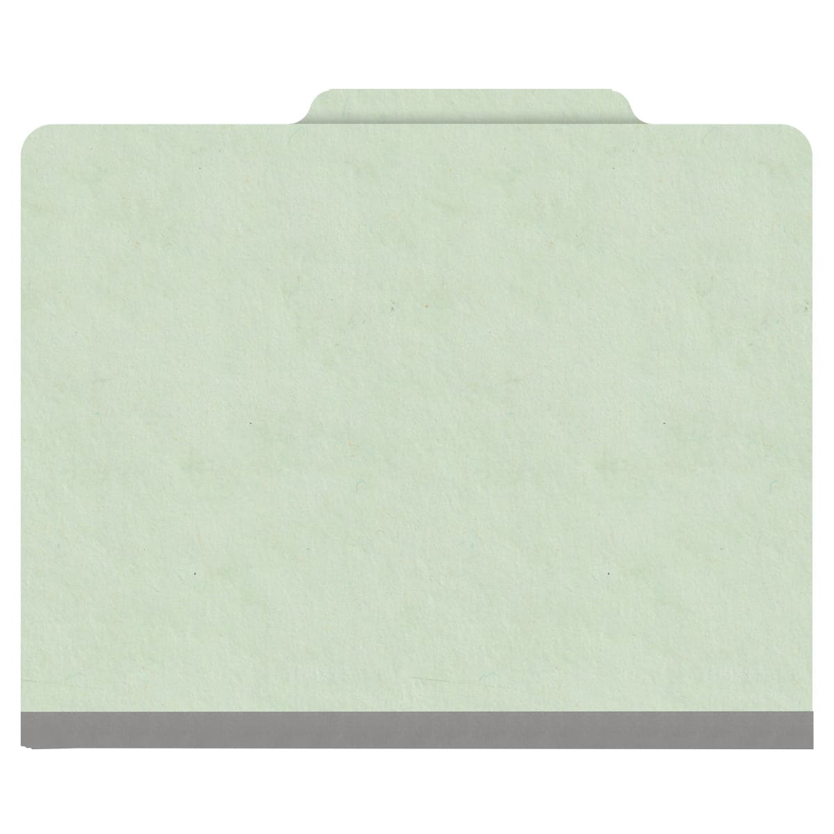 Pale green letter size top tab classification folder with 2" gray tyvek expansion and 2" bonded fasteners on inside front and inside back. 25 pt type 3 pressboard stock. Packaged 25/125.