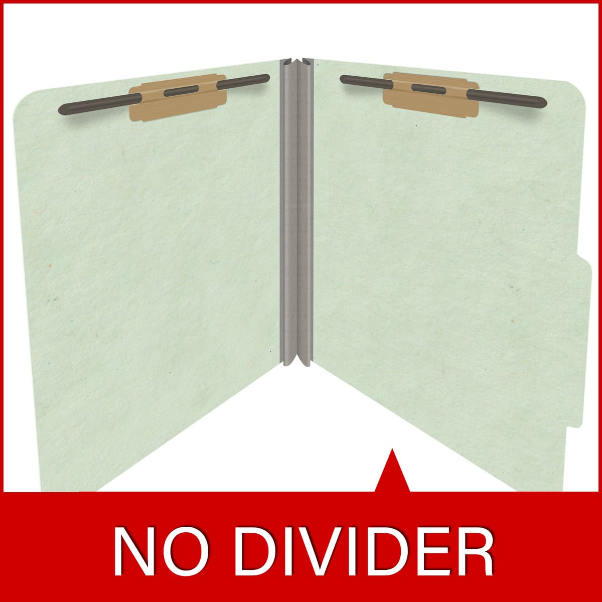 Pale green letter size top tab classification folder with 2" gray tyvek expansion and 2" bonded fasteners on inside front and inside back. 25 pt type 3 pressboard stock. Packaged 25/125.