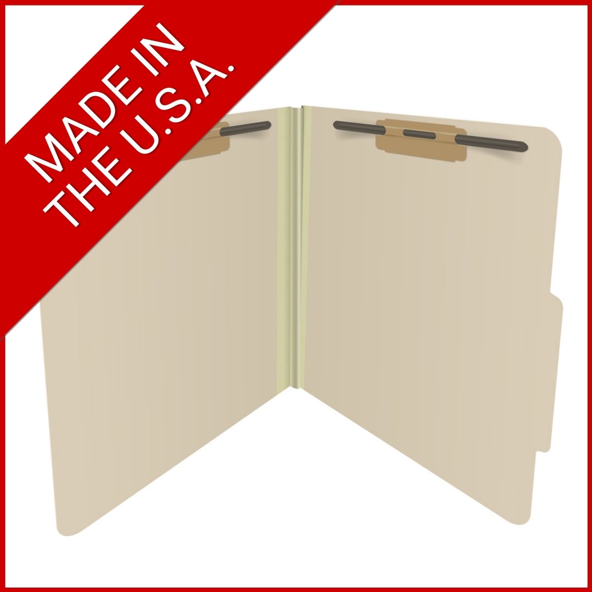 Manila letter size top tab classification folder with 2" gray tyvek expansion and 2" bonded fasteners on inside front and inside back. 18 pt manila stock. Packaged 25/125.