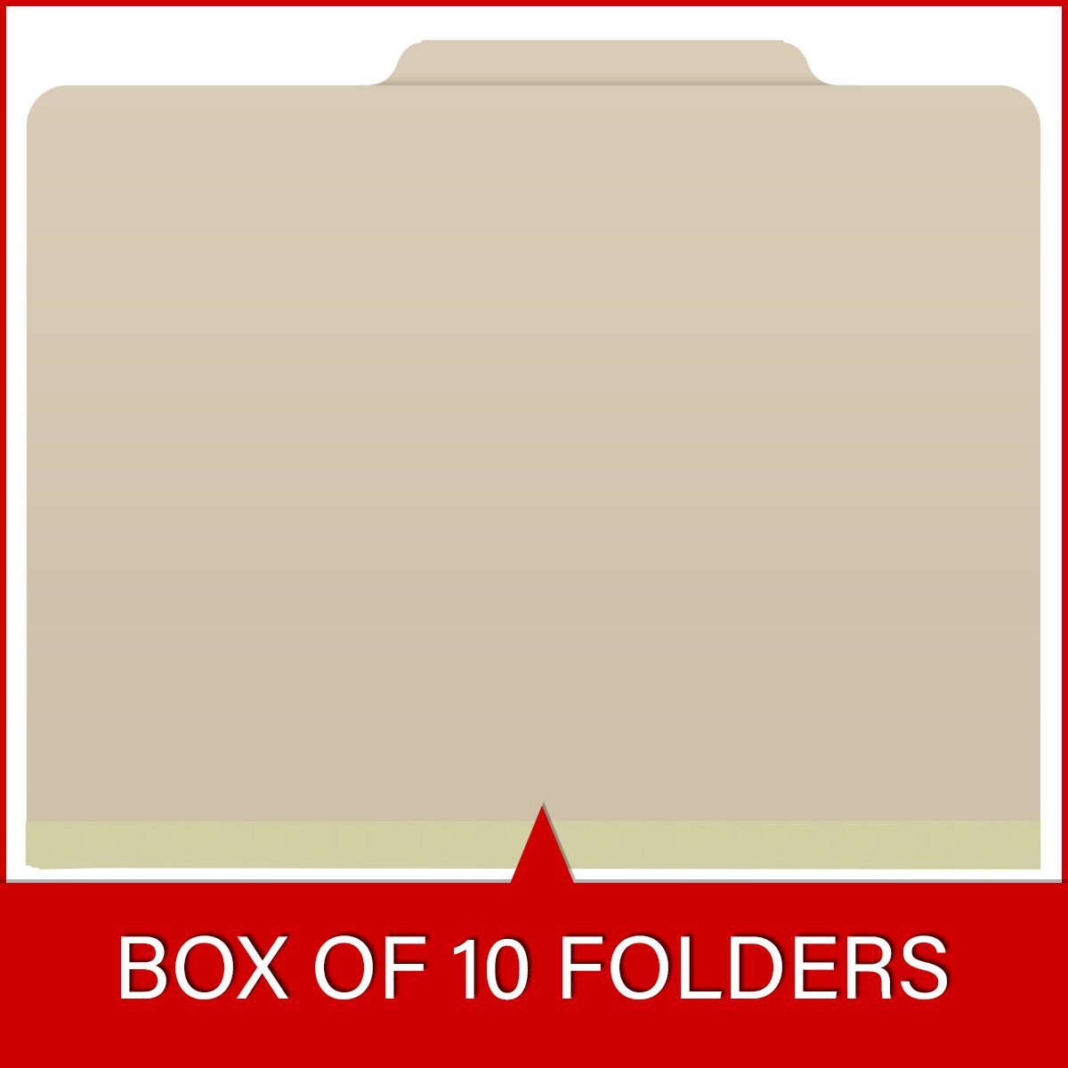 Manila letter size top tab one divider classification folder with 2" gray tyvek expansion, with 2" bonded fasteners on inside front and inside back and 1" duo fastener on divider. 18 pt manila stock. Packaged 10/50.