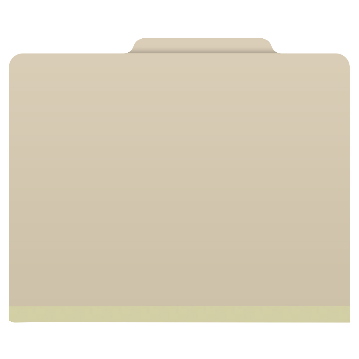 Manila letter size top tab two divider classification folder with 2" gray tyvek expansion, with 2" bonded fasteners on inside front and inside back and 1" duo fastener on dividers. 18 pt manila stock. Packaged 10/50.