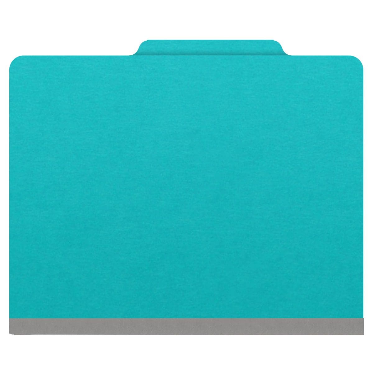 Light blue letter size top tab classification folder with 3" gray tyvek expansion, with 2" bonded fasteners on inside front and inside back and 1" duo fastener on dividers. 18 pt. paper stock and 17 pt brown kraft dividers. Packaged 10/50.