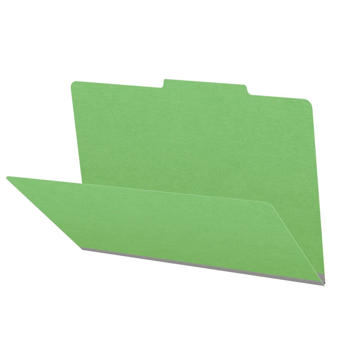 Green legal size top tab classification folder with 2" gray tyvek expansion. 18 pt. paper stock. Packaged 25/125.