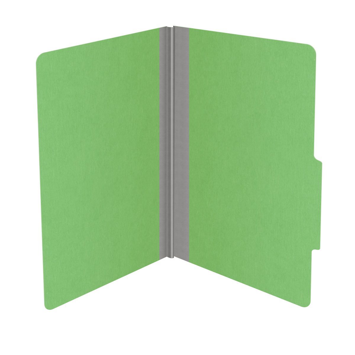 Green legal size top tab classification folder with 2" gray tyvek expansion. 18 pt. paper stock. Packaged 25/125.