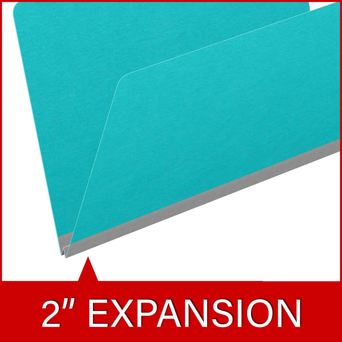 Light blue legal size top tab classification folder with 2" gray tyvek expansion. 18 pt. paper stock. Packaged 25/125.