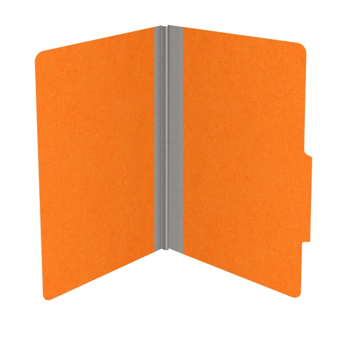 Orange legal size top tab classification folder with 2" gray tyvek expansion. 18 pt. paper stock. Packaged 25/125.