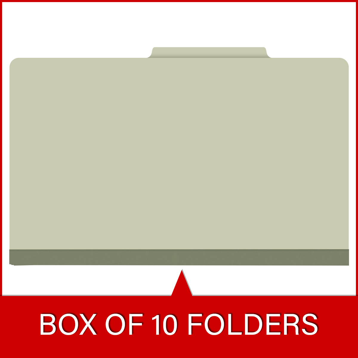 Green legal size top tab classification folder with 2" gray tyvek expansion. 25 pt type 3 pressboard stock. Packaged 25/125.
