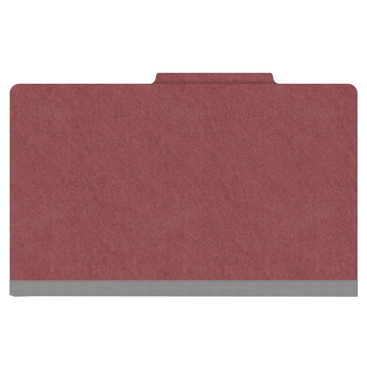 Dark red legal size top tab classification folder with 2" russet brown tyvek expansion. 25 pt type 3 pressboard stock. Packaged 25/125.