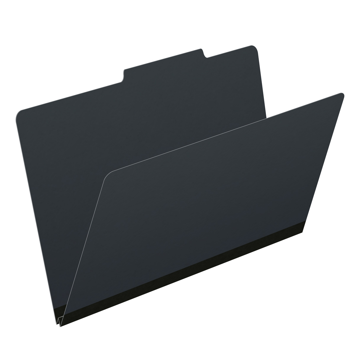 Black legal size top tab classification folder with 2" gray tyvek expansion. 25 pt type 3 pressboard stock, 25/Box