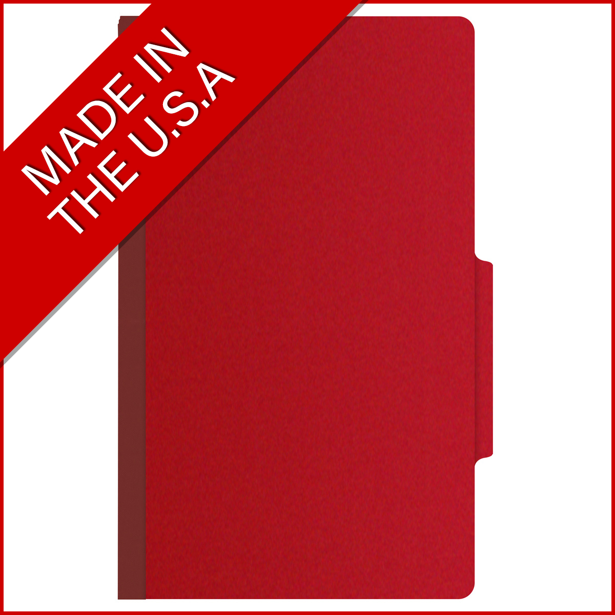 Deep red legal size top tab classification folder with 2" gray tyvek expansion. 25 pt type 3 pressboard stock. Packaged 25/125