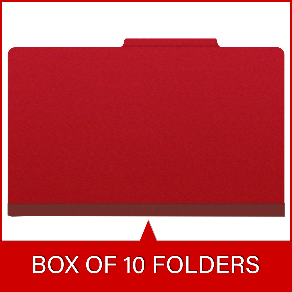 Deep red legal size top tab classification folder with 2" gray tyvek expansion. 25 pt type 3 pressboard stock. Packaged 25/125