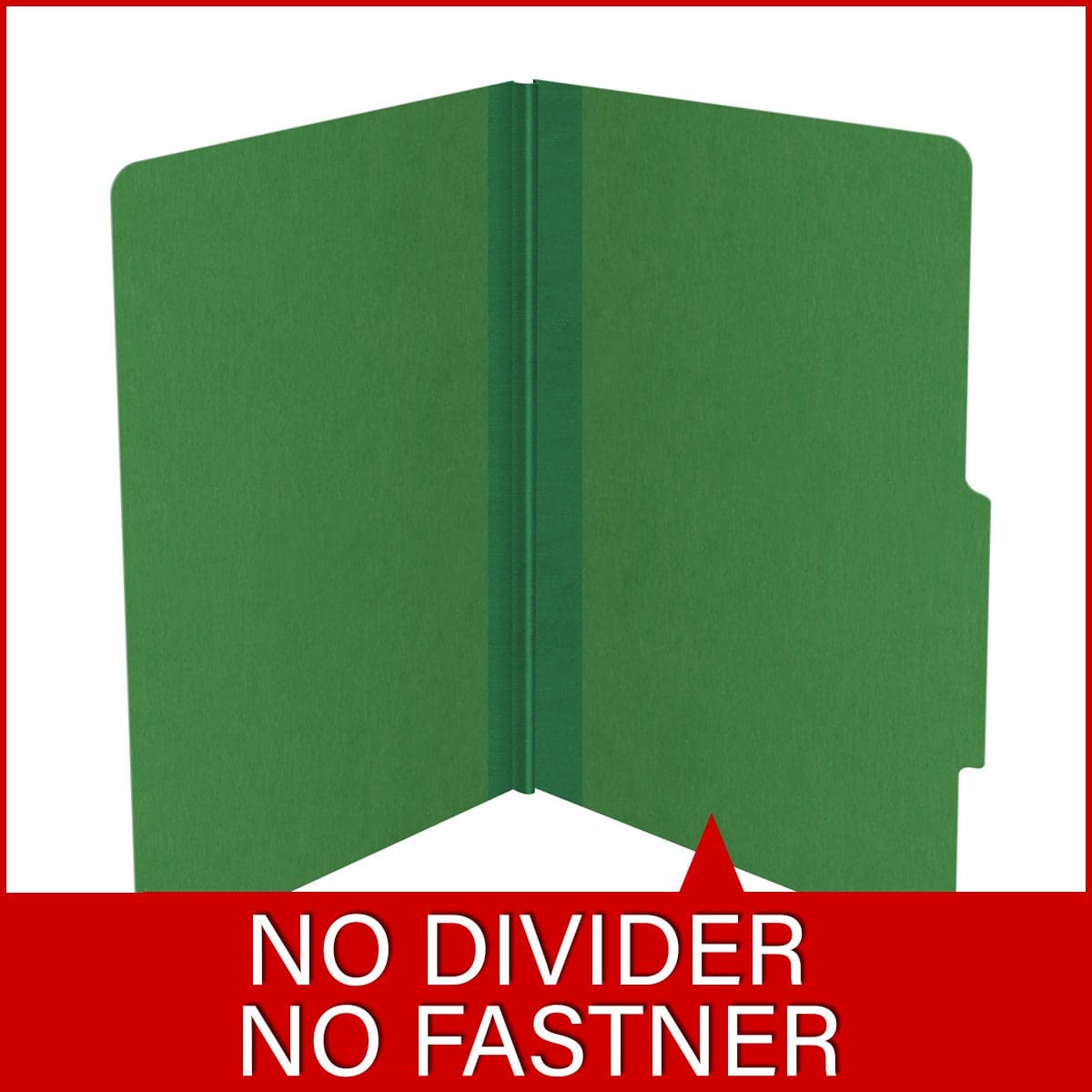 Moss green legal size top tab classification folder with 2" dark green tyvek expansion. 25 pt type 3 pressboard stock. Packaged 25/125