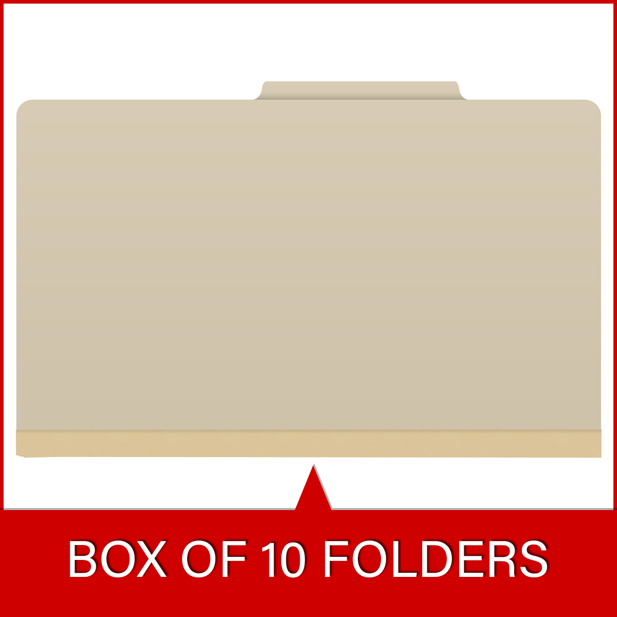 Manila legal size top tab classification folder with reinforced end tab and 2" gray tyvek expansion. 18 pt manila stock. Packaged 25/125.