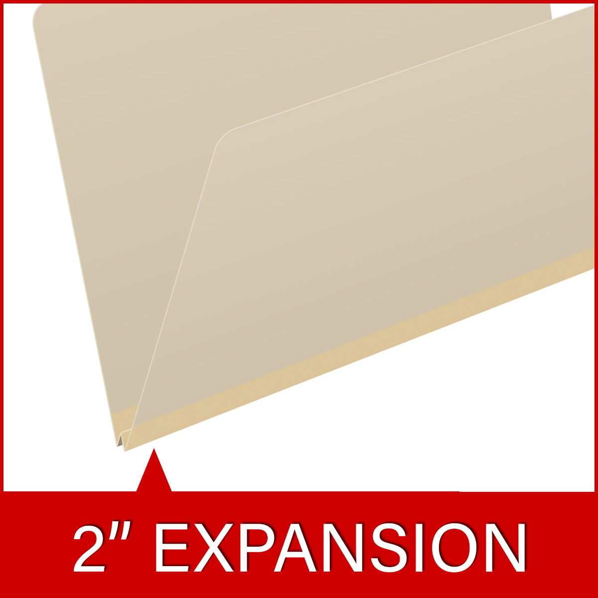 Manila legal size top tab classification folder with reinforced end tab and 2" gray tyvek expansion. 18 pt manila stock. Packaged 25/125.