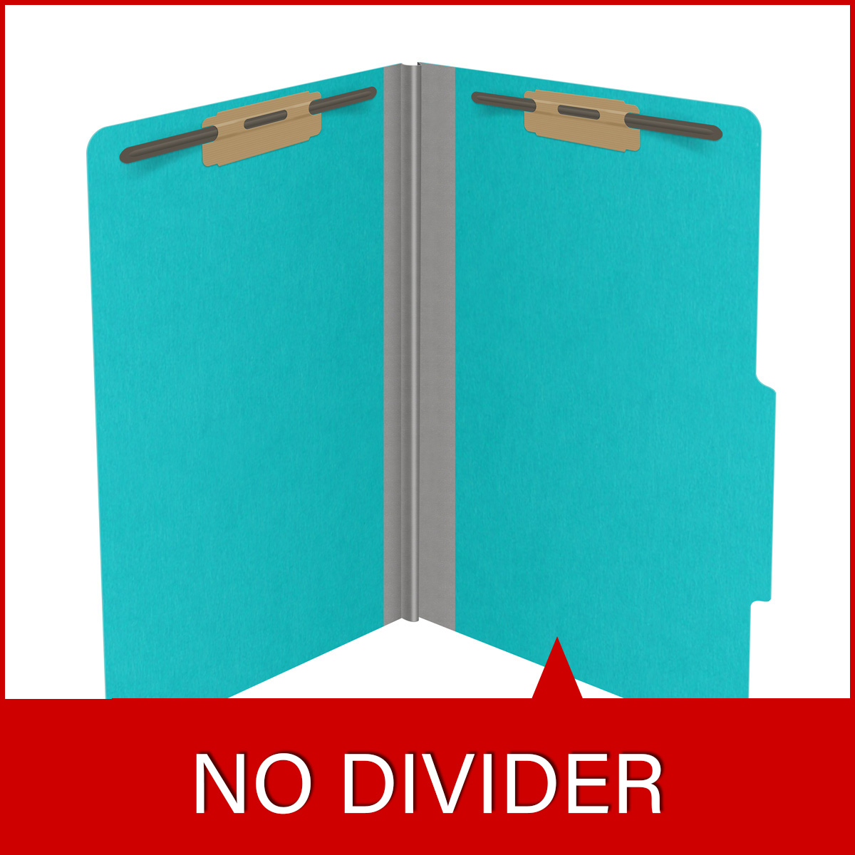 Light blue legal size top tab classification folder with 2" gray tyvek expansion and 2" bonded fasteners on inside front and inside back. 18 pt. paper stock. Packaged 25/125.