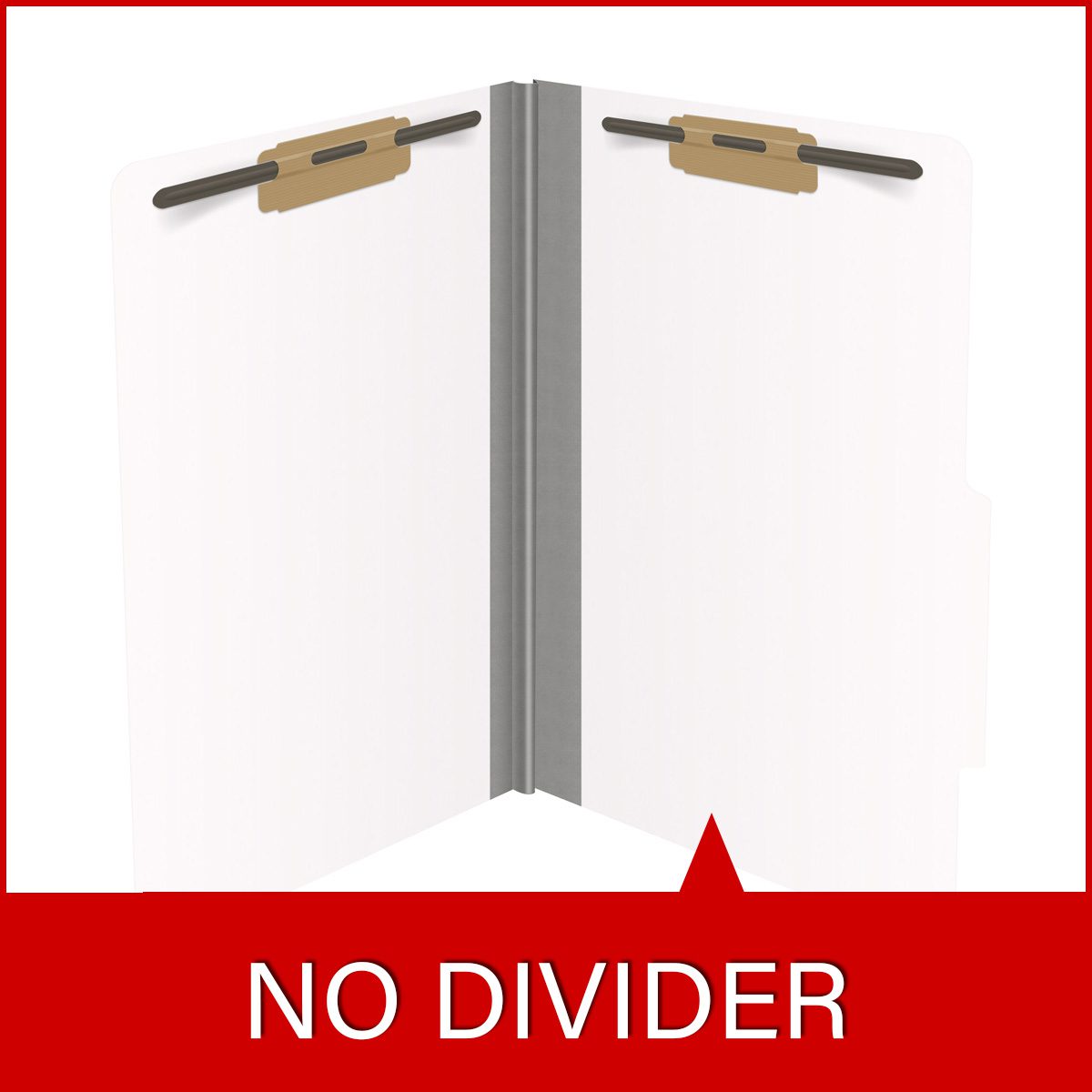 White legal size top tab classification folder with 2" gray tyvek expansion and 2" bonded fasteners on inside front and inside back. 18 pt. paper stock. Packaged 25/125.