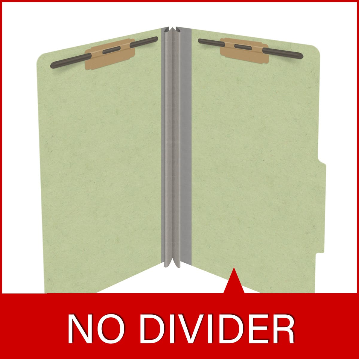 Peridot green legal size top tab classification folder with 2" dark green tyvek expansion and 2" bonded fasteners on inside front and inside back. 25 pt type 3 pressboard stock. Packaged 25/125.