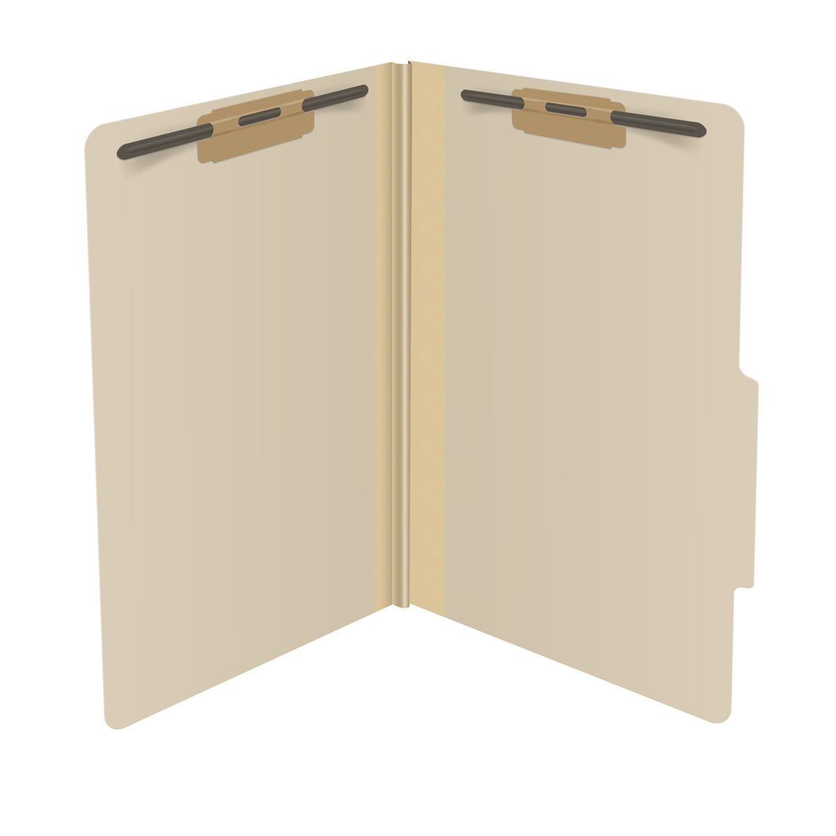 Manila legal size top tab classification folder with 2" gray tyvek expansion and 2" bonded fasteners on inside front and inside back. 18 pt manila stock, 25/Box
