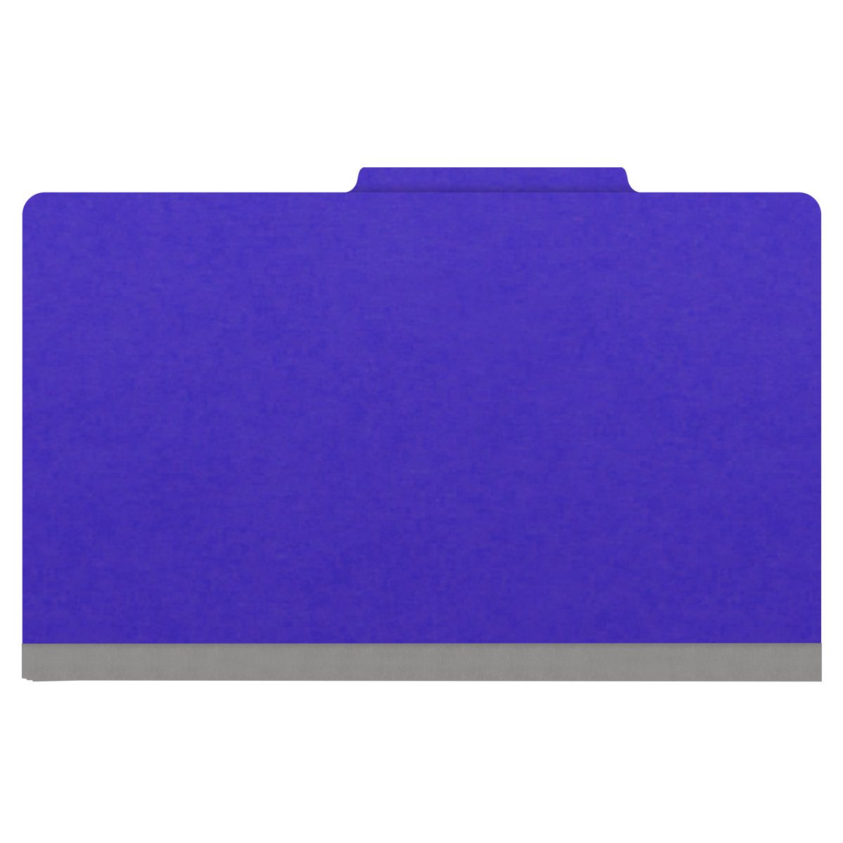 Purple legal size top tab classification folder with 2" gray tyvek expansion, with 2" bonded fasteners on inside front and inside back and 1" duo fastener on dividers. 18 pt. paper stock and 17 pt brown kraft dividers, 10/Box
