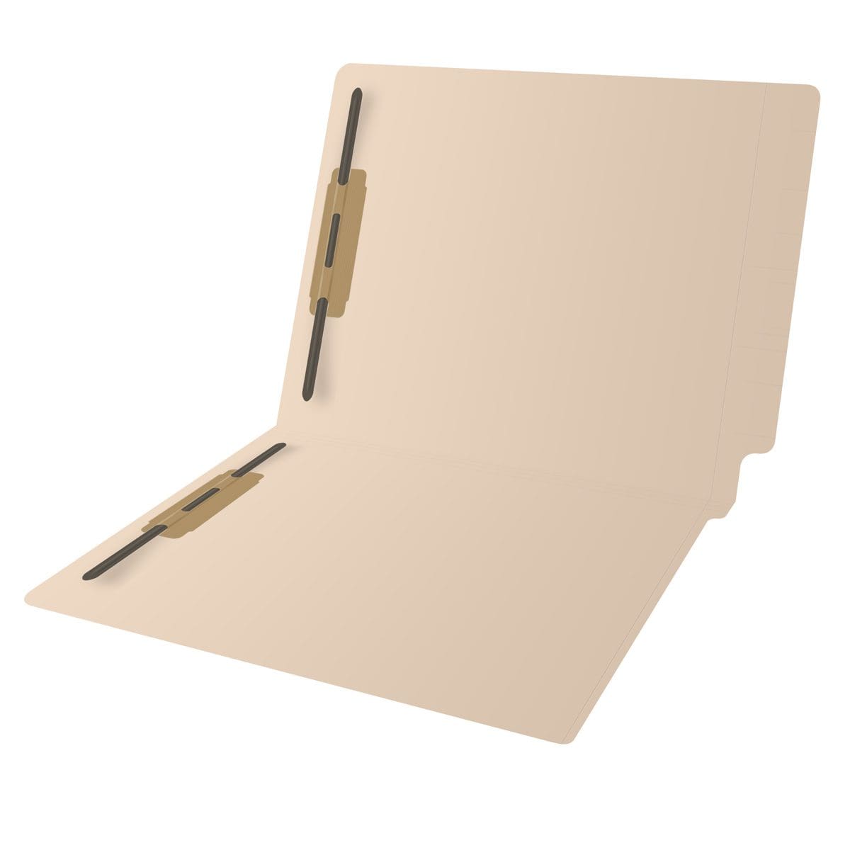 Manila letter size reinforced end tab folder with 2" bonded fastener on inside front and back. 14 pt manila stock. Bulk Box of 250.