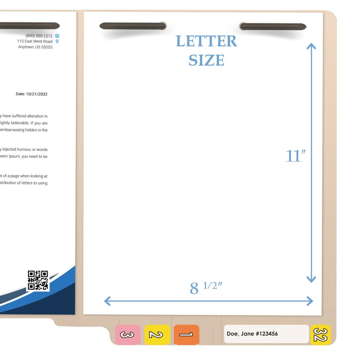 Manila letter size reinforced end tab folder with 2" bonded fastener on inside front and back. 14 pt manila stock. Bulk Box of 250.