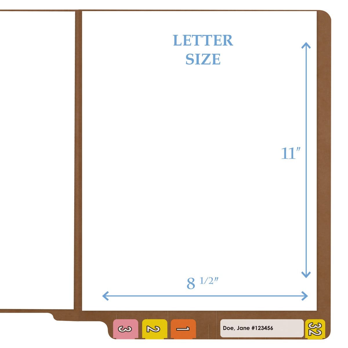 Kraft letter size reinforced end tab folder. 11 pt kraft stock. Packaged 100/500