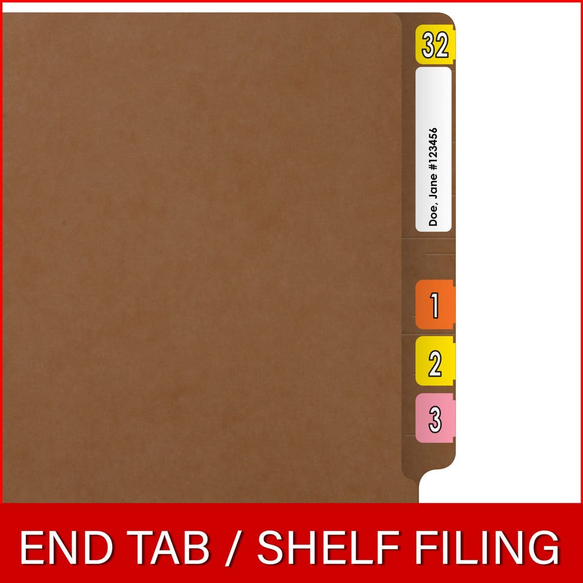 Kraft letter size reinforced end tab folder. 11 pt kraft stock. Packaged 100/500