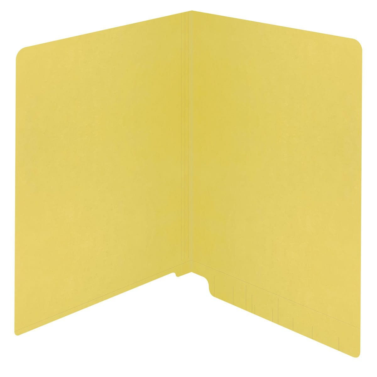 Yellow letter size reinforced end tab folder. 11 pt yellow stock. Packaged 100/500