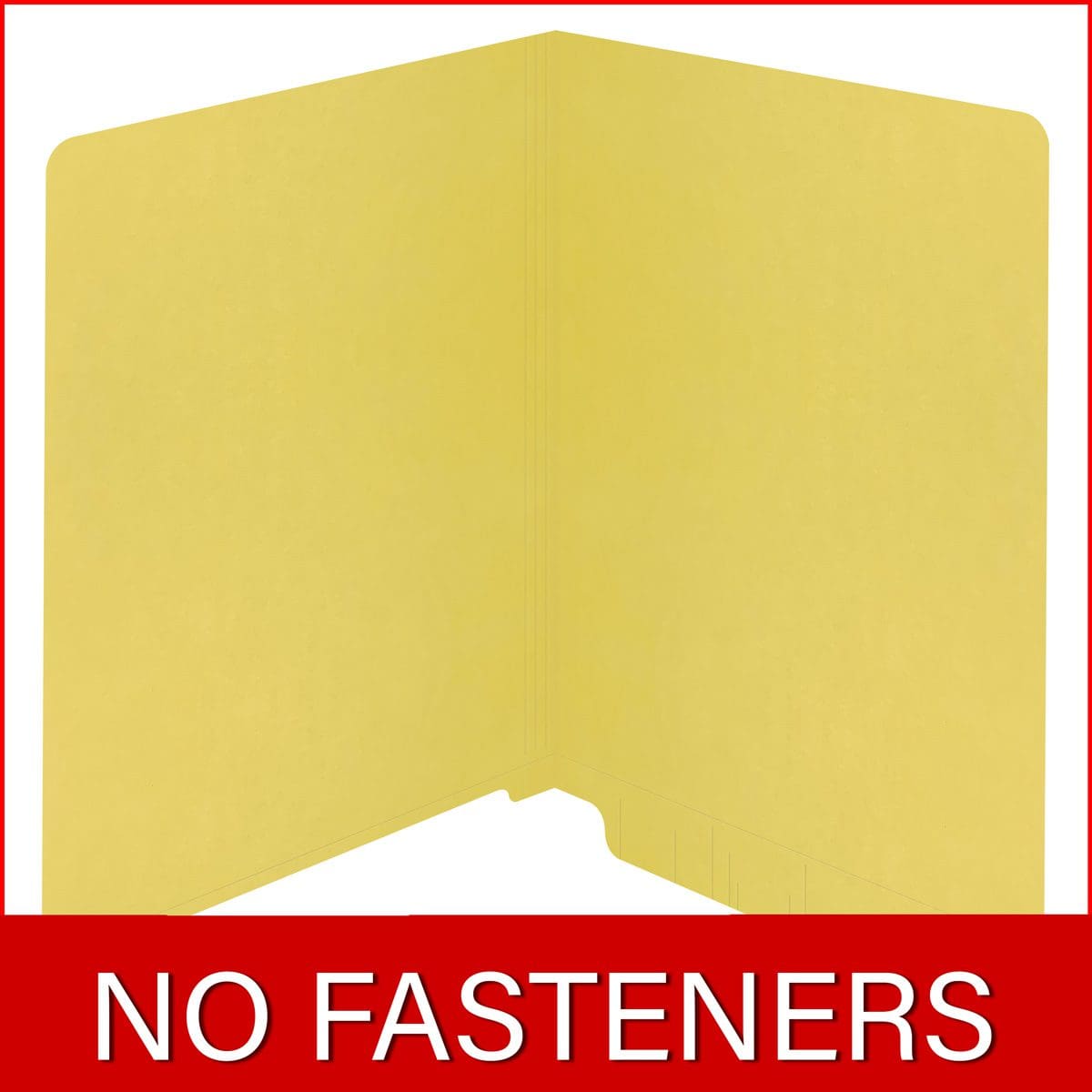 Yellow letter size reinforced end tab folder. 11 pt yellow stock. Packaged 100/500