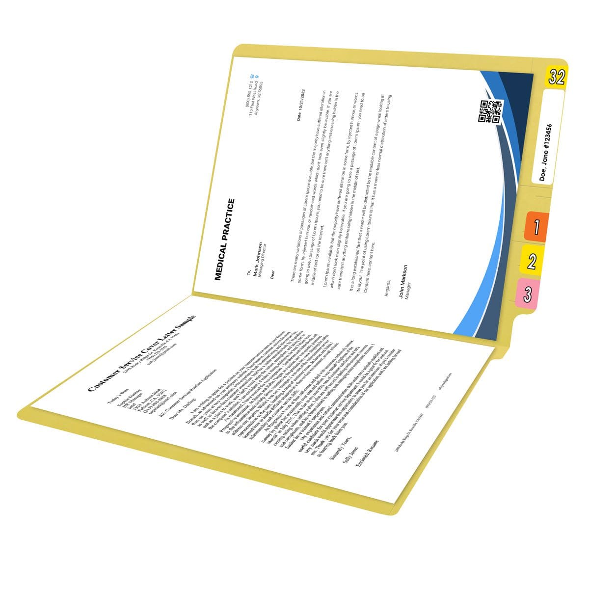 Yellow letter size reinforced end tab folder. 11 pt yellow stock. Packaged 100/500