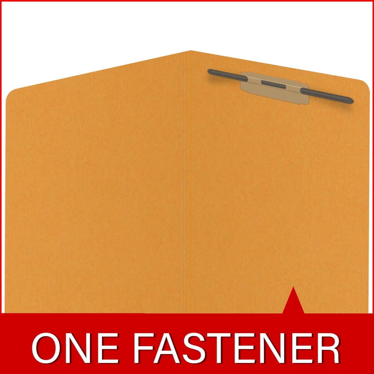 Goldenrod letter size reinforced end tab folder with 2" bonded fastener on inside back. 11 pt goldenrod stock, 50/Box