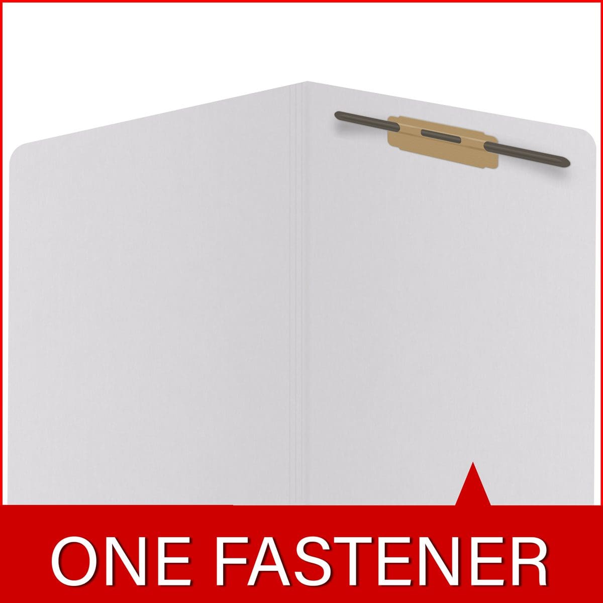 White letter size reinforced end tab folder with 2" bonded fastener on inside back. 11 pt white stock, 50/Box