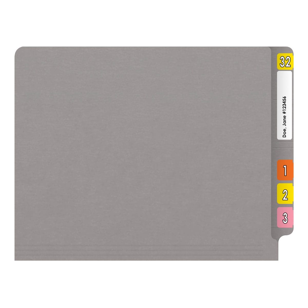 Gray letter size reinforced end tab folder. 14 pt gray stock, 50/Box