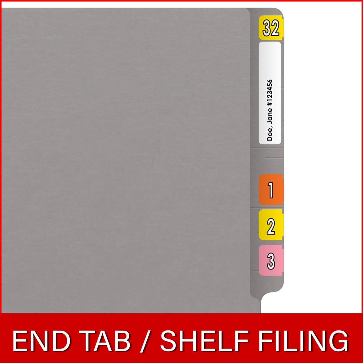 Gray letter size reinforced end tab folder. 14 pt gray stock. Packaged 50/250