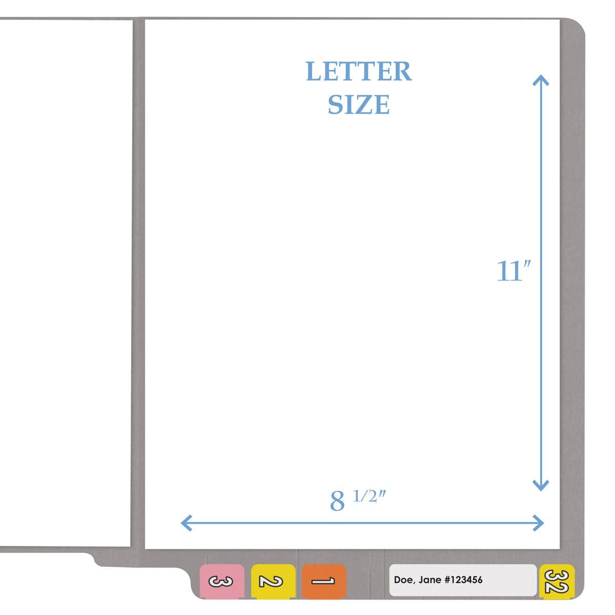 Gray letter size reinforced end tab folder. 14 pt gray stock. Packaged 50/250