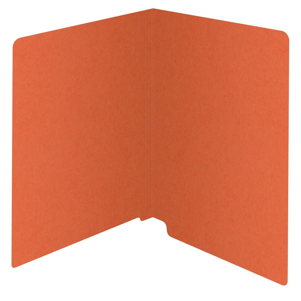 Orange letter size reinforced end tab folder. 14 pt orange stock. Packaged 50/250