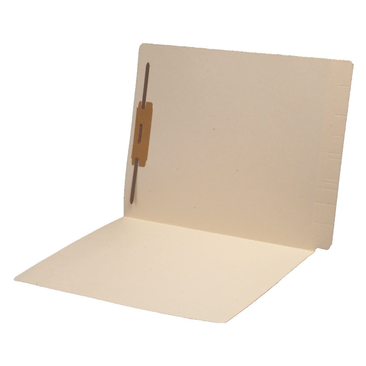 Manila letter size reinforced super end tab folder with 2" bonded fastener on inside back. 11 pt manila stock, 50/Box