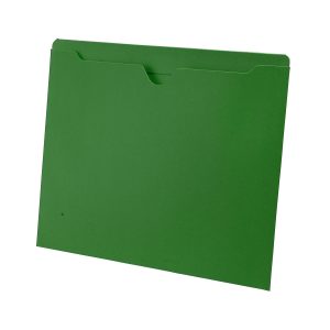 Green letter size reinforced top tab pocket. 11 pt green stock, 100/Box