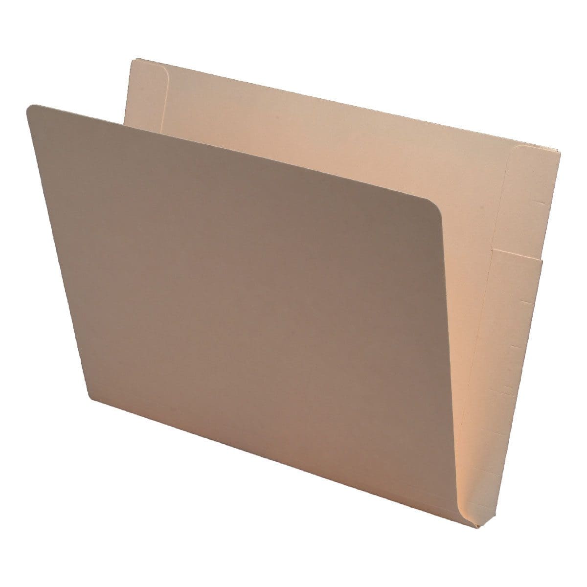 Manila letter size end tab folder with 3/4 pocket on outside back. 11 pt manila stock, 50/Box